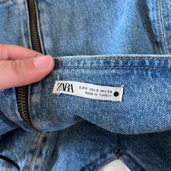 Zara Blue Denim Strapless Corset Top Wmns S Rodeo Western Festival Country - Picture 5 of 7